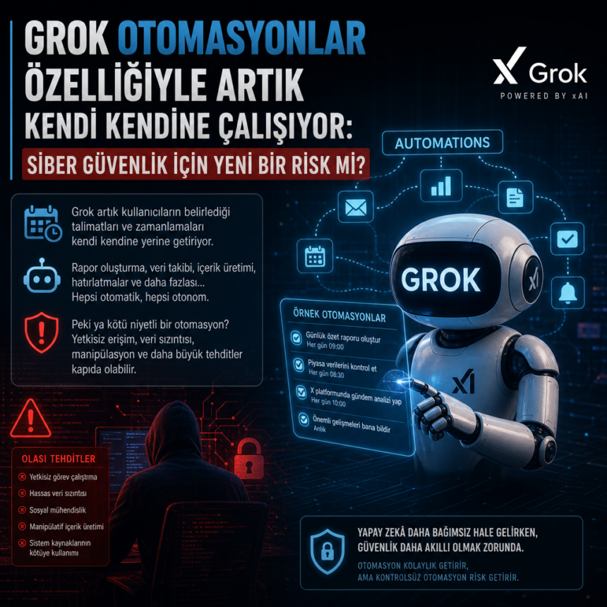 ai_gen_0d42fc24 Grok Otomasyonlar Özelliğiyle Artık Kendi Kendine Çalışıyor: Siber Güvenlik İçin Yeni Bir Risk mi?
