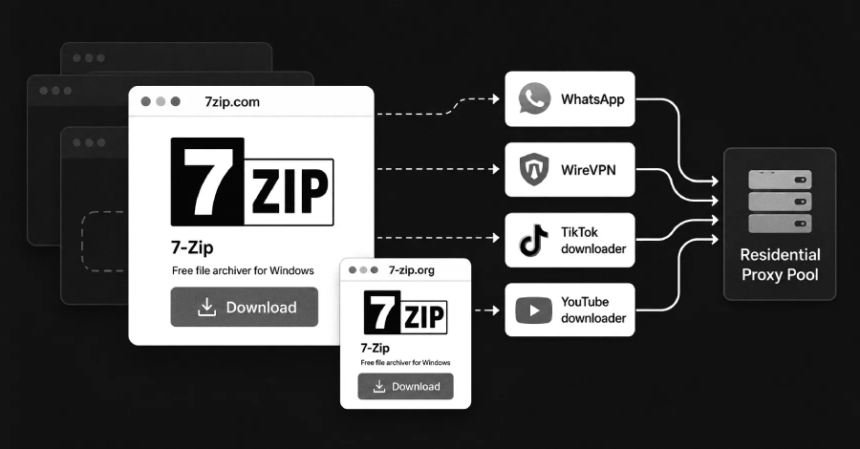 Sahte 7-Zip Kurulumları Cihazları Gizli Proxy Ağına Dönüştürüyor