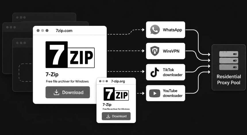 Sahte 7-Zip Kurulumları Cihazları Gizli Proxy Ağına Dönüştürüyor