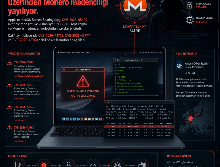 Açık macOS Screen Sharing üzerinden Monero madenciliği yayılıyor