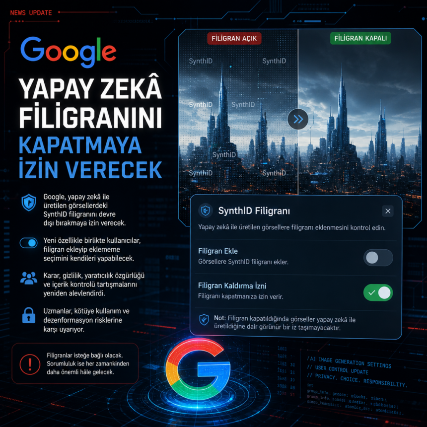 Google, yapay zekâ filigranını kapatmaya izin verecek
