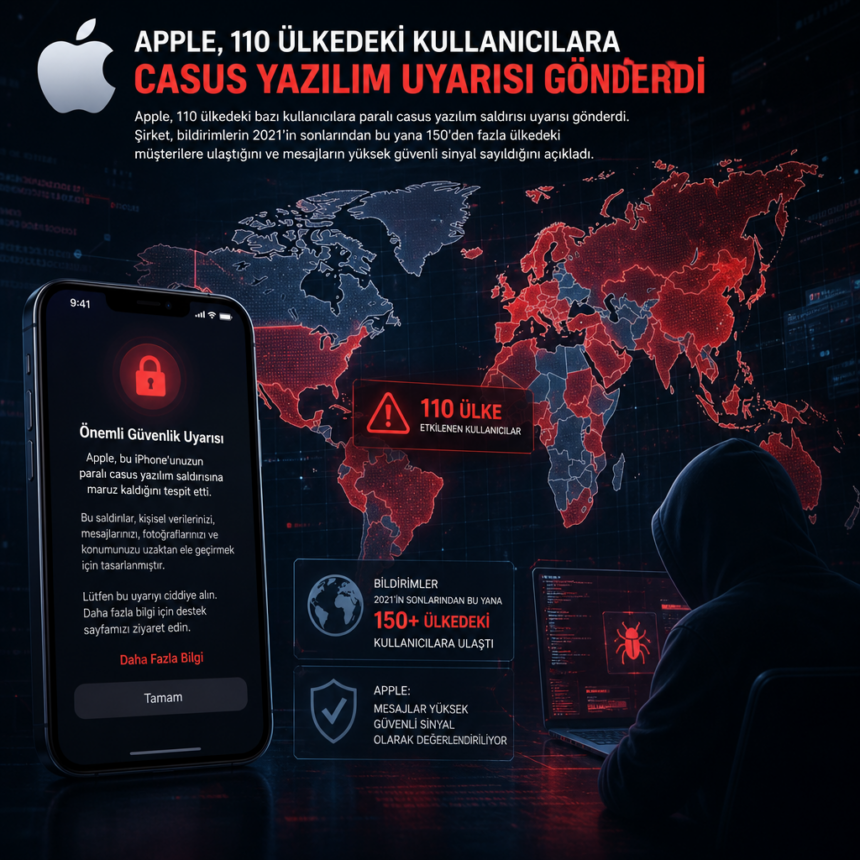 Apple, 110 ülkedeki kullanıcılara casus yazılım uyarısı gönderdi