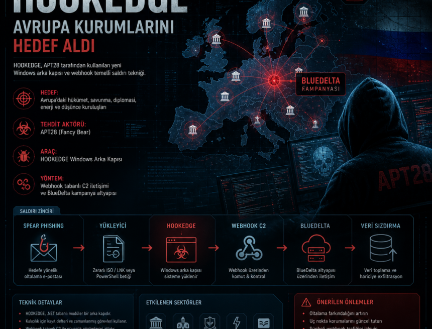APT28 bağlantılı HOOKEDGE, Avrupa kurumlarını hedef aldı