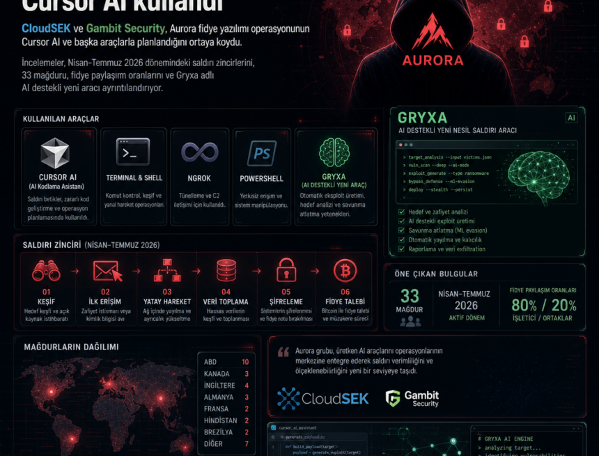 Aurora fidye yazılımı saldırılarda Cursor AI kullandı