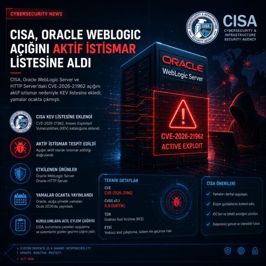 CISA, Oracle WebLogic açığını aktif istismar listesine aldı