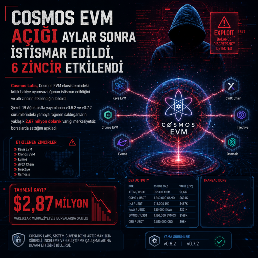 Cosmos EVM açığı aylar sonra istismar edildi, 6 zincir etkilendi