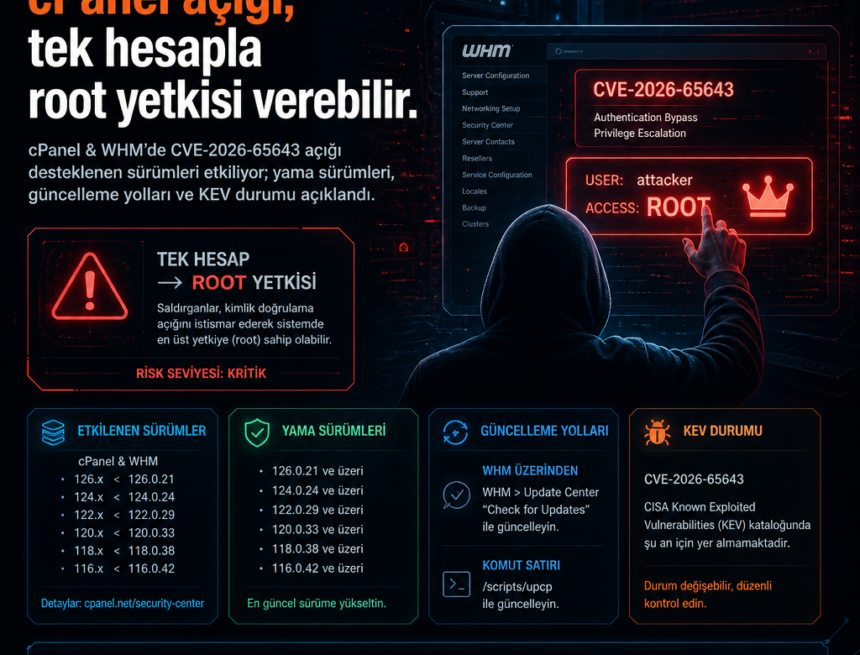 cPanel açığı, tek hesapla root yetkisi verebilir