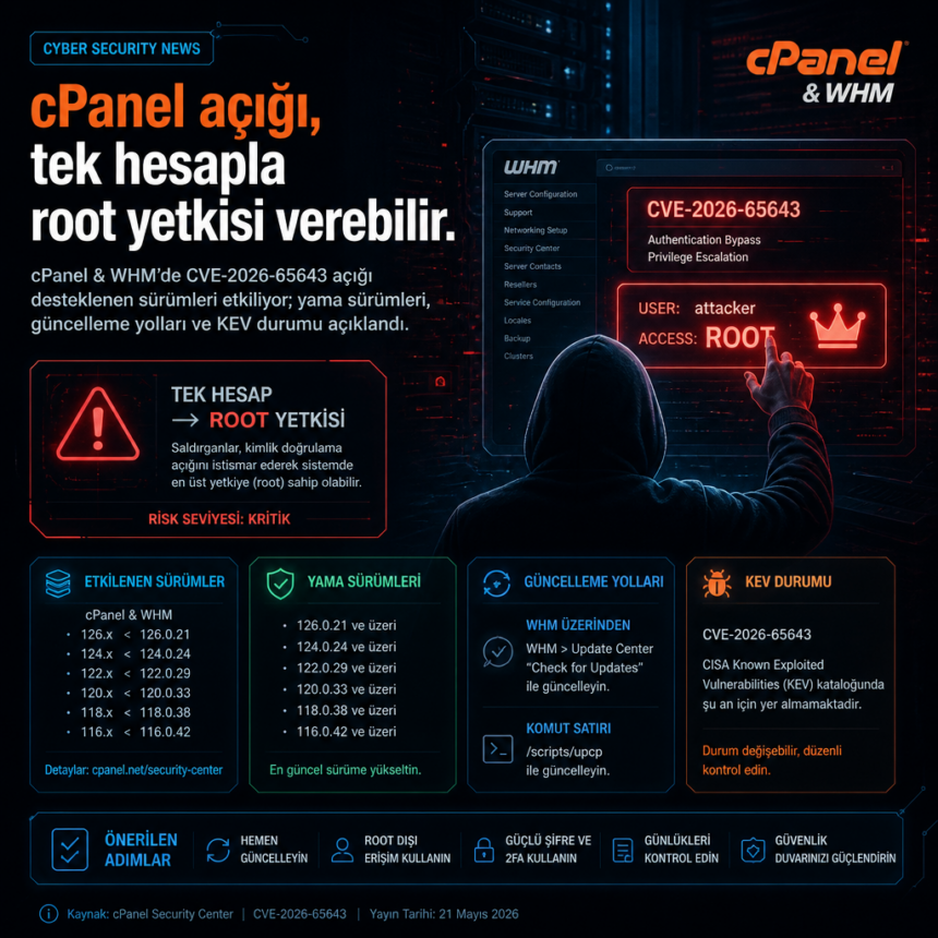 cPanel açığı, tek hesapla root yetkisi verebilir