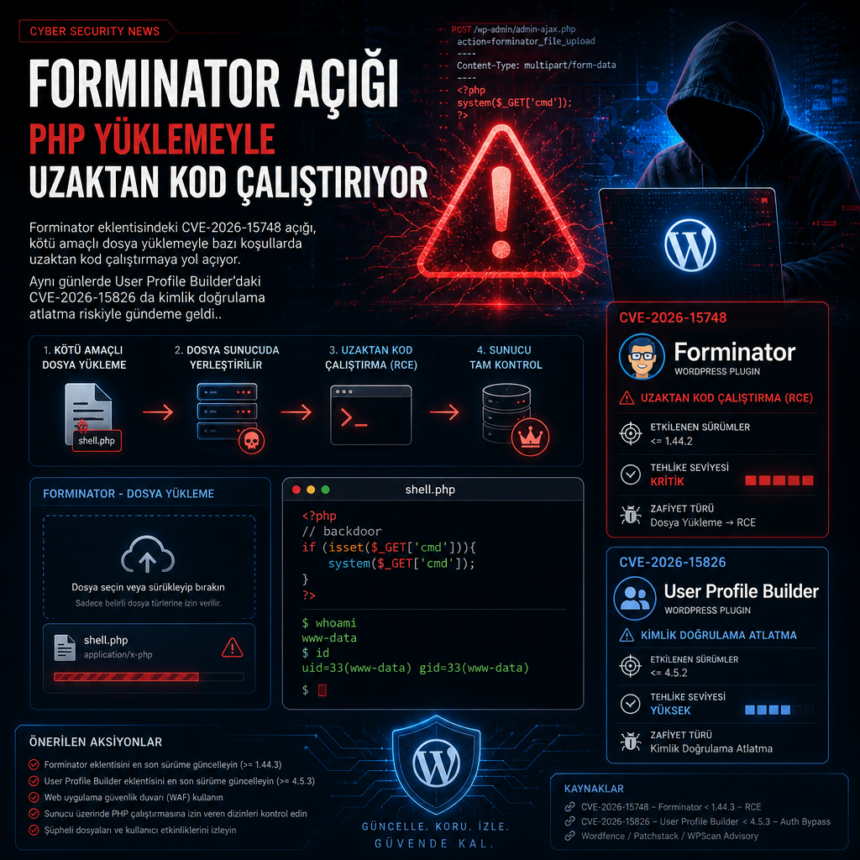 forminator-acigi-php-yuklemeyle-uzaktan-kod-calistiriyor Forminator açığı PHP yüklemeyle uzaktan kod çalıştırıyor