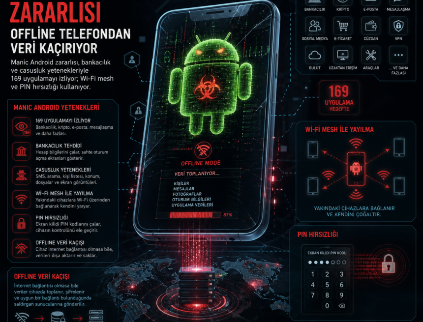 Manic Android zararlısı, offline telefondan veri kaçırıyor