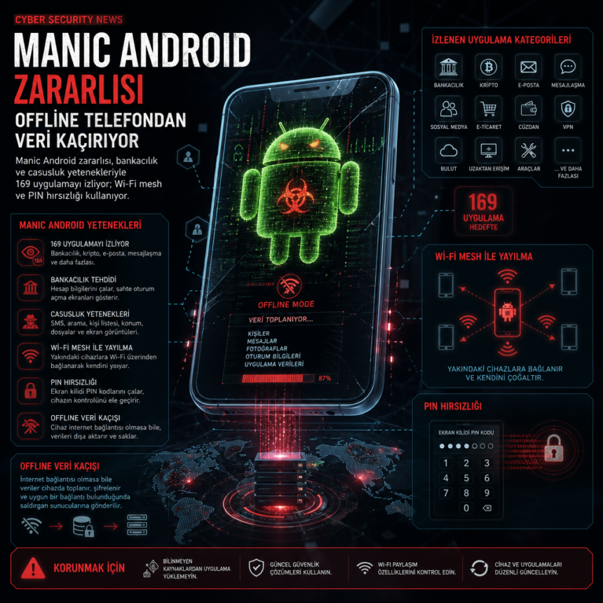 Manic Android zararlısı, offline telefondan veri kaçırıyor