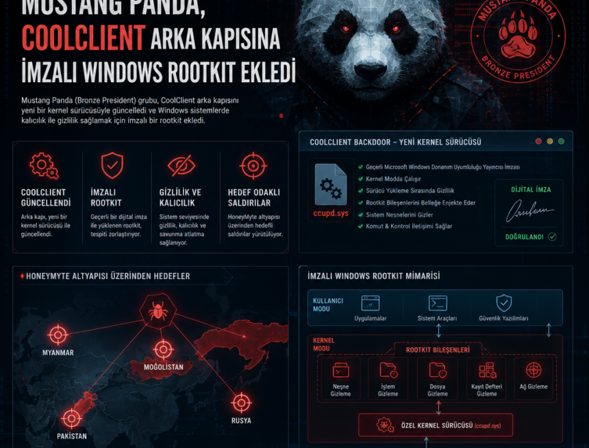 Mustang Panda, CoolClient arka kapısına imzalı Windows rootkit ekledi