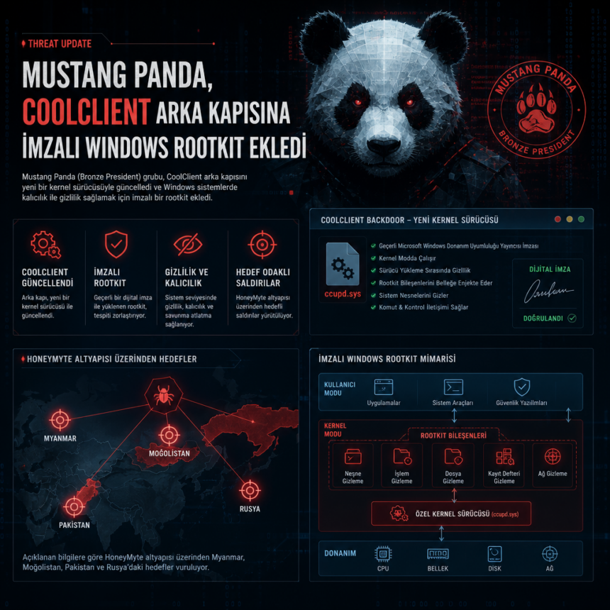 Mustang Panda, CoolClient arka kapısına imzalı Windows rootkit ekledi