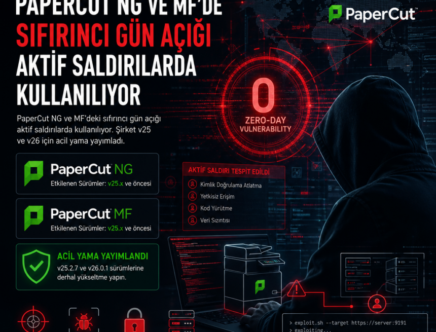 PaperCut NG ve MF’de sıfırıncı gün açığı aktif saldırılarda kullanılıyor