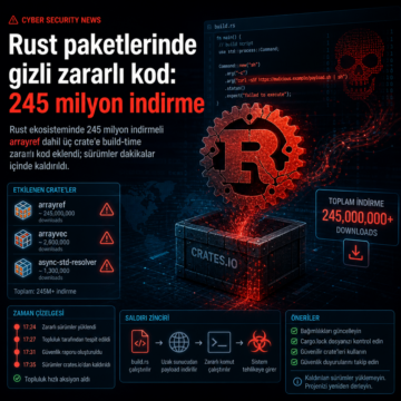 Rust paketlerinde gizli zararlı kod: 245 milyon indirme