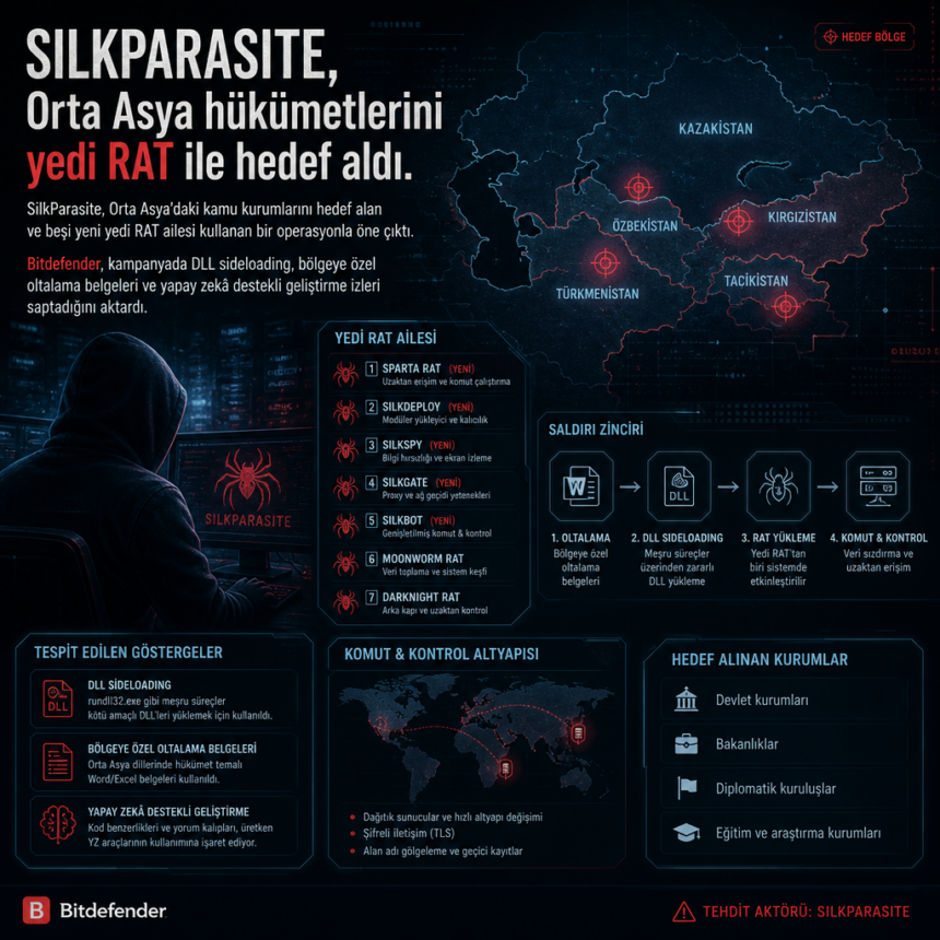 silkparasite-orta-asya-hukumetlerini-yedi-rat-ile-hedef-aldi SilkParasite, Orta Asya hükümetlerini yedi RAT ile hedef aldı