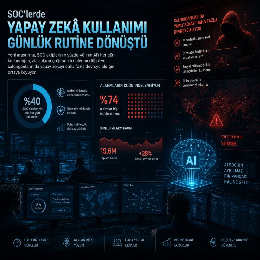 SOC’lerde yapay zekâ kullanımı günlük rutine dönüştü
