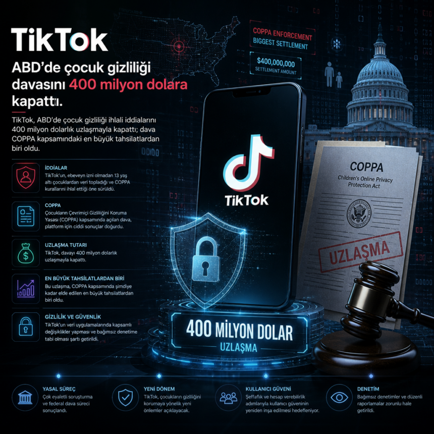 TikTok, ABD’de çocuk gizliliği davasını 400 milyon dolara kapattı