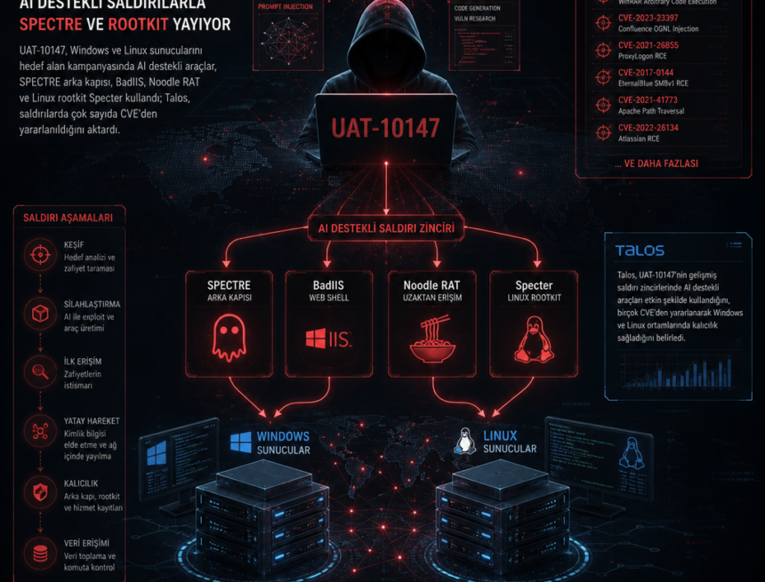 UAT-10147, AI destekli saldırılarla SPECTRE ve rootkit yayıyor