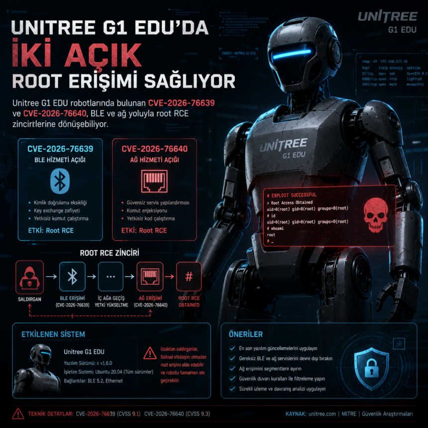 Unitree G1 EDU’da iki açık root erişimi sağlıyor