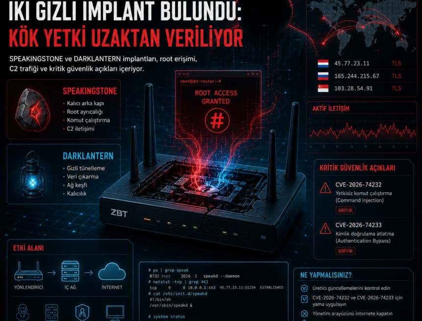 ZBT yönlendiricilerde iki gizli implant bulundu: kök yetki uzaktan veriliyor