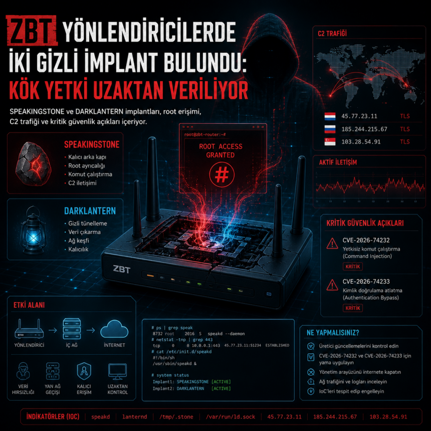 ZBT yönlendiricilerde iki gizli implant bulundu: kök yetki uzaktan veriliyor