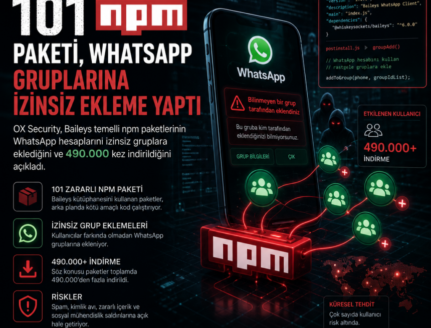101 npm paketi, WhatsApp gruplarına izinsiz ekleme yaptı