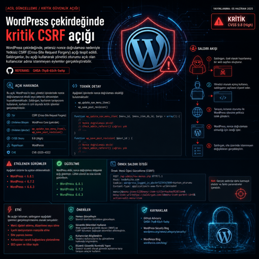 ai_gen_ca30750f WordPress çekirdeğinde kritik CSRF açığı için acil güncelleme