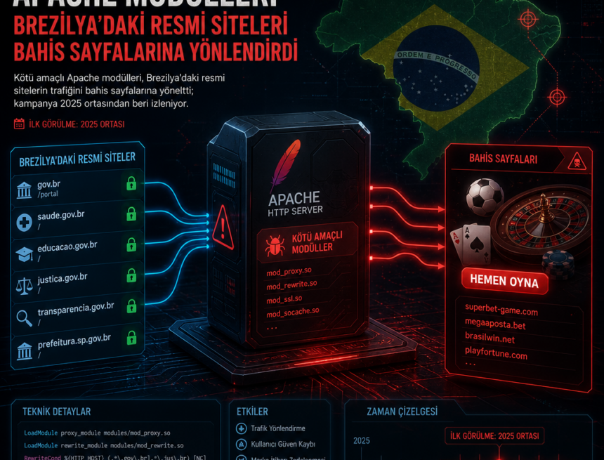 Apache modülleri Brezilya’daki resmi siteleri bahis sayfalarına yönlendirdi