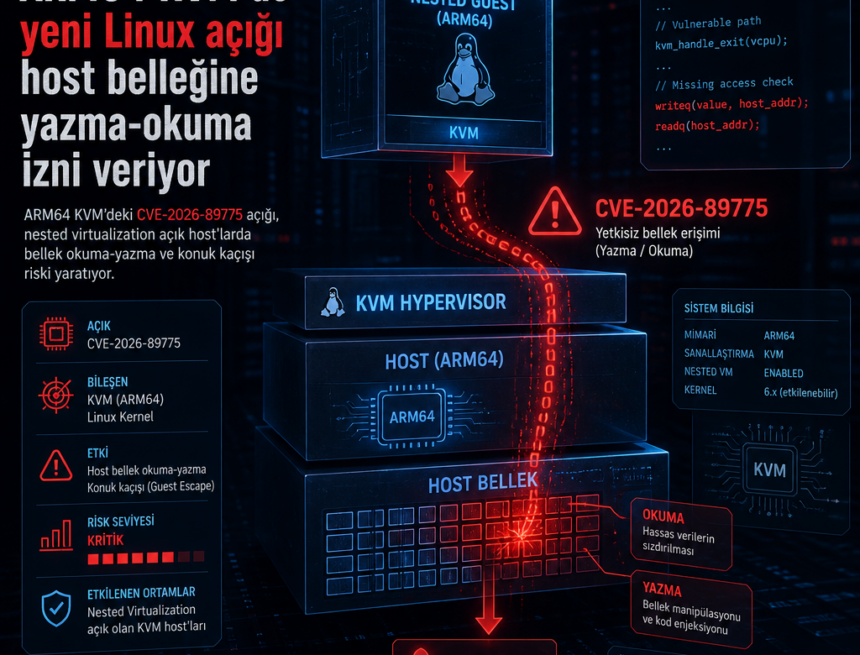 ARM64 KVM’de yeni Linux açığı host belleğine yazma-okuma izni veriyor