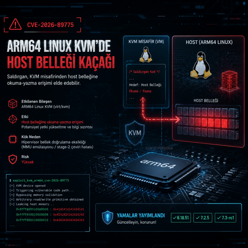ARM64 Linux KVM’de host belleği kaçağı