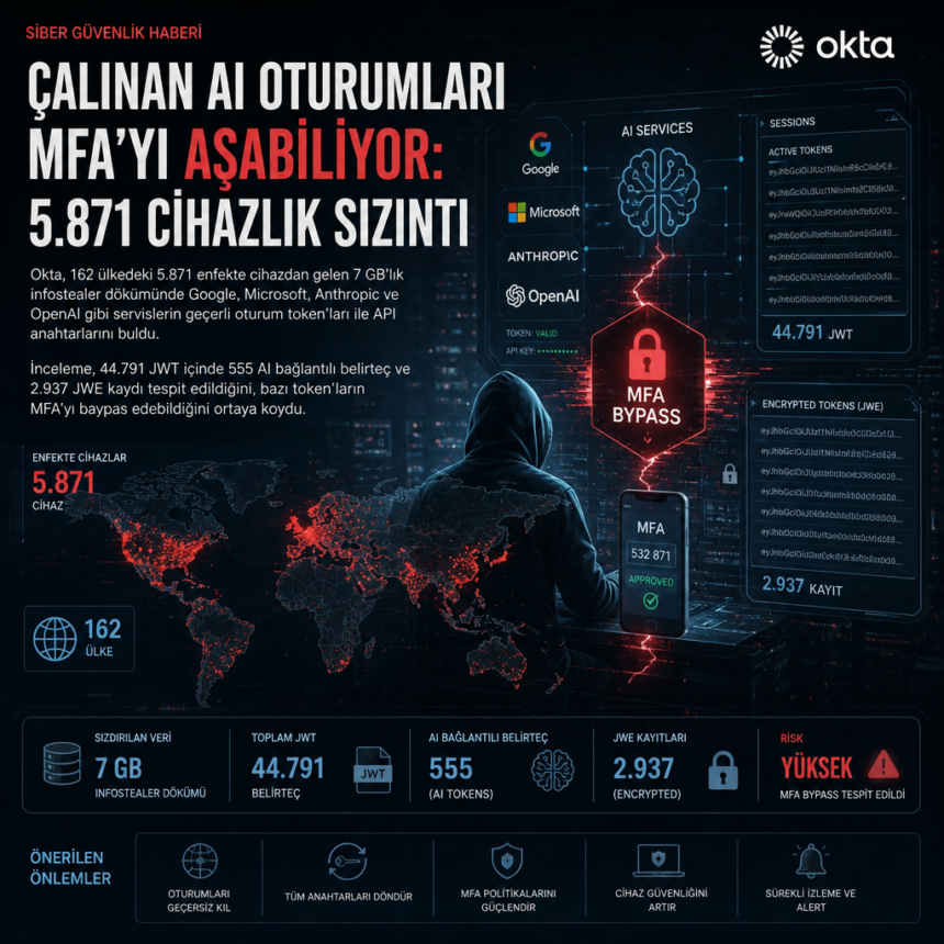 Çalınan AI oturumları MFA’yı aşabiliyor: 5.871 cihazlık sızıntı