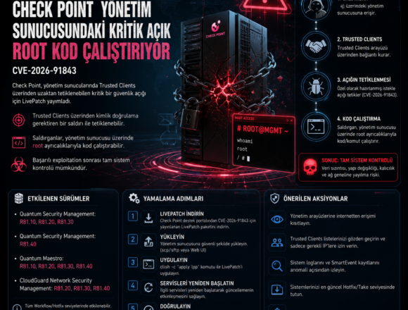 Check Point yönetim sunucusundaki kritik açık root kod çalıştırıyor