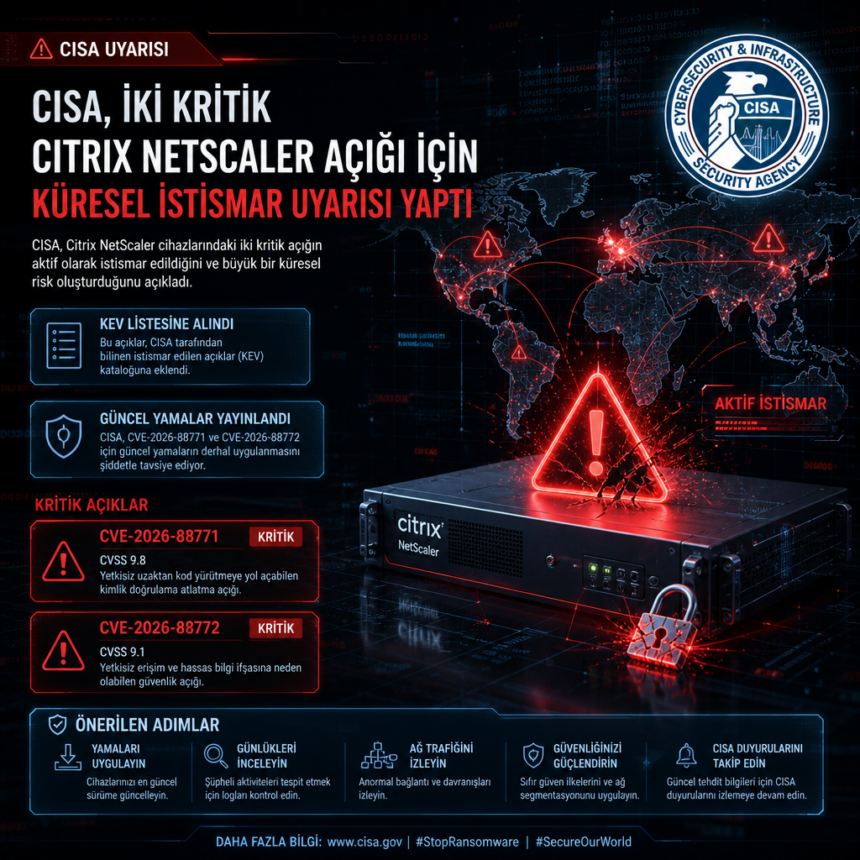 CISA, iki kritik Citrix NetScaler açığı için küresel istismar uyarısı yaptı