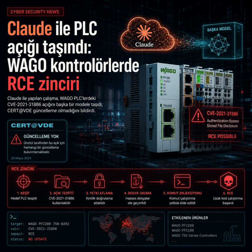 Claude ile PLC açığı taşındı: WAGO kontrolörlerde RCE zinciri