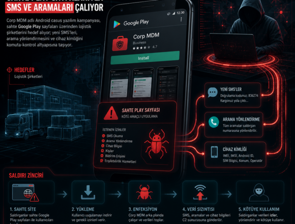 Corp MDM sahte Play sayfalarıyla SMS ve aramaları çalıyor