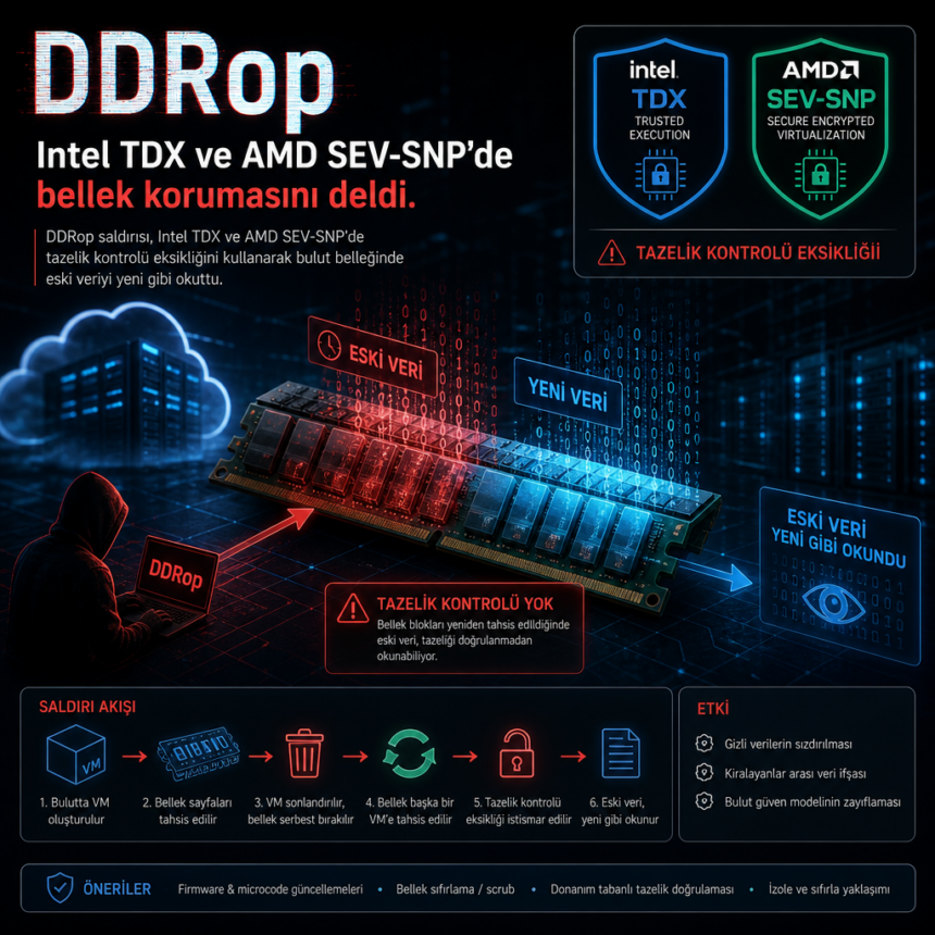 DDRop, Intel TDX ve AMD SEV-SNP’de bellek korumasını deldi