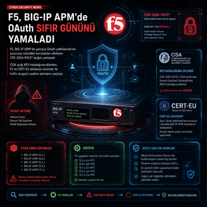 F5, BIG-IP APM’de OAuth sıfır gününü yamaladı