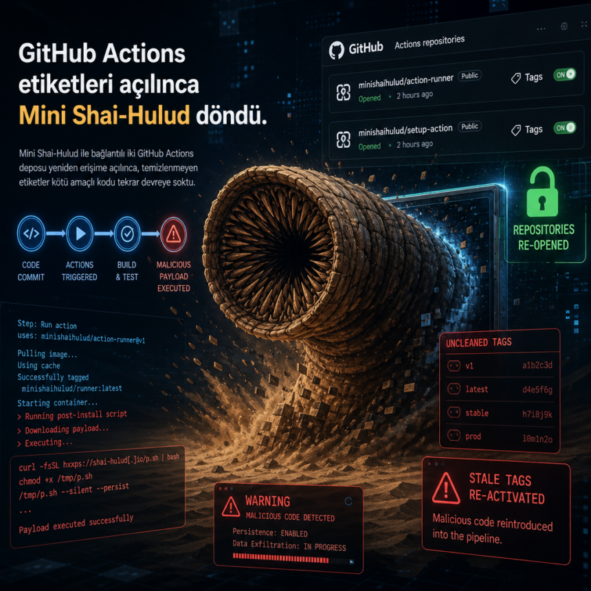 github-actions-etiketleri-acilinca-mini-shai-hulud-dondu GitHub Actions etiketleri açılınca Mini Shai-Hulud döndü