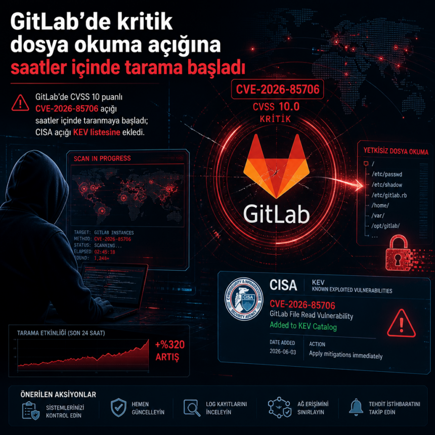 GitLab’de kritik dosya okuma açığına saatler içinde tarama başladı