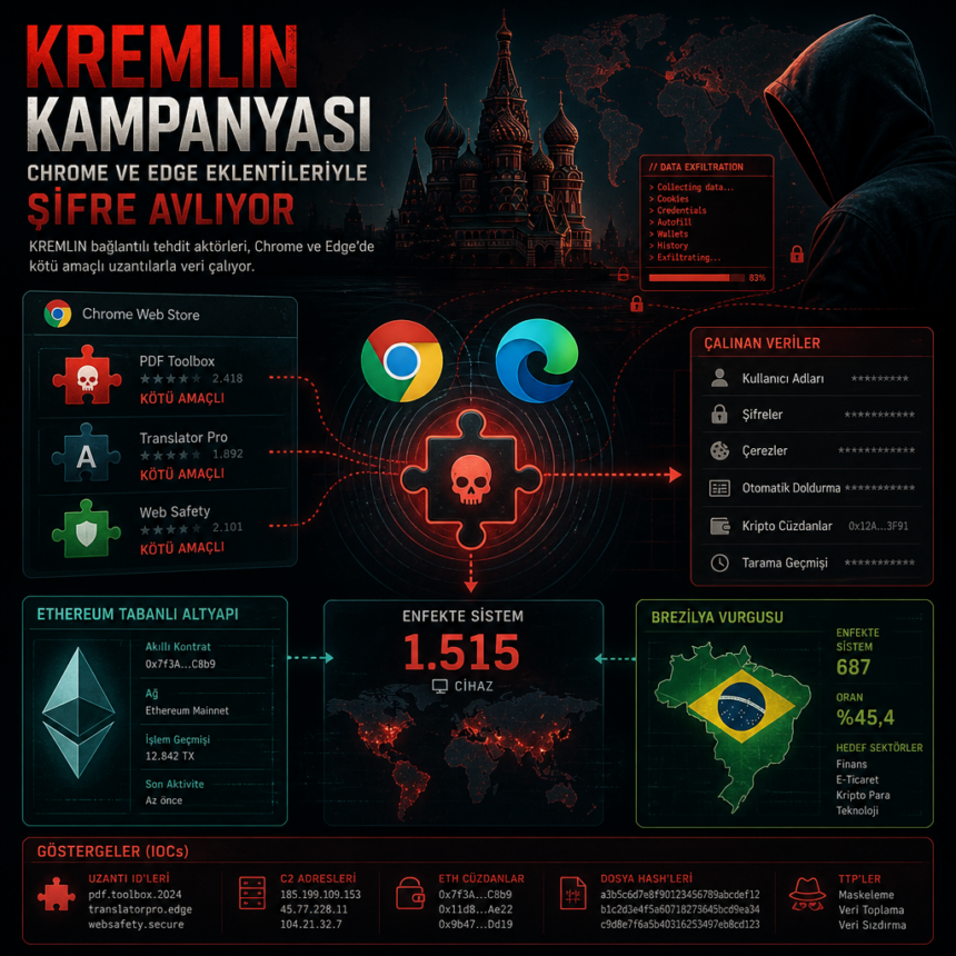 KREMLIN kampanyası Chrome ve Edge eklentileriyle şifre avlıyor