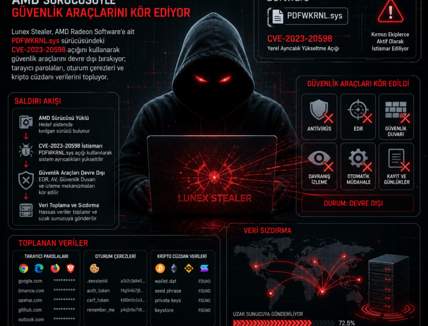 Lunex Stealer, AMD sürücüsüyle güvenlik araçlarını kör ediyor