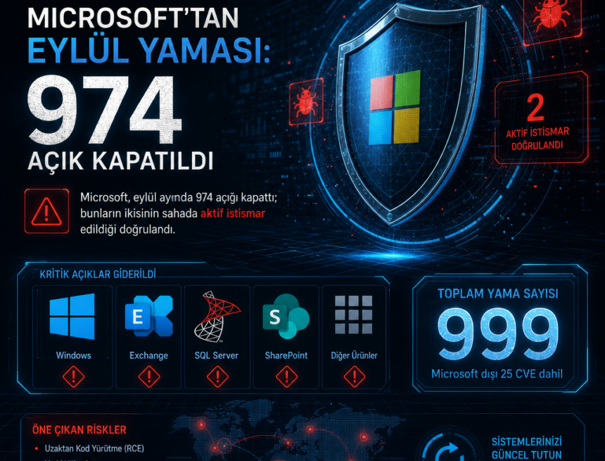 Microsoft’tan eylül yaması: 974 açık kapatıldı