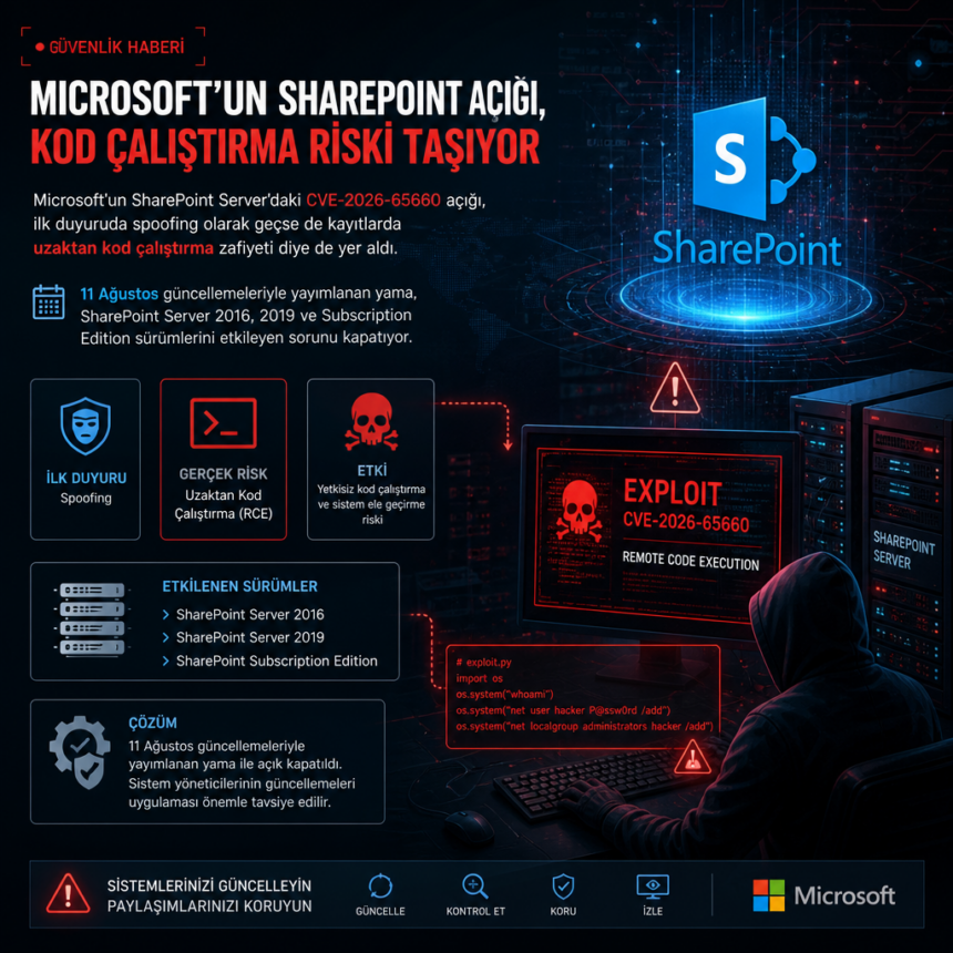 Microsoft’un SharePoint açığı, kod çalıştırma riski taşıyor