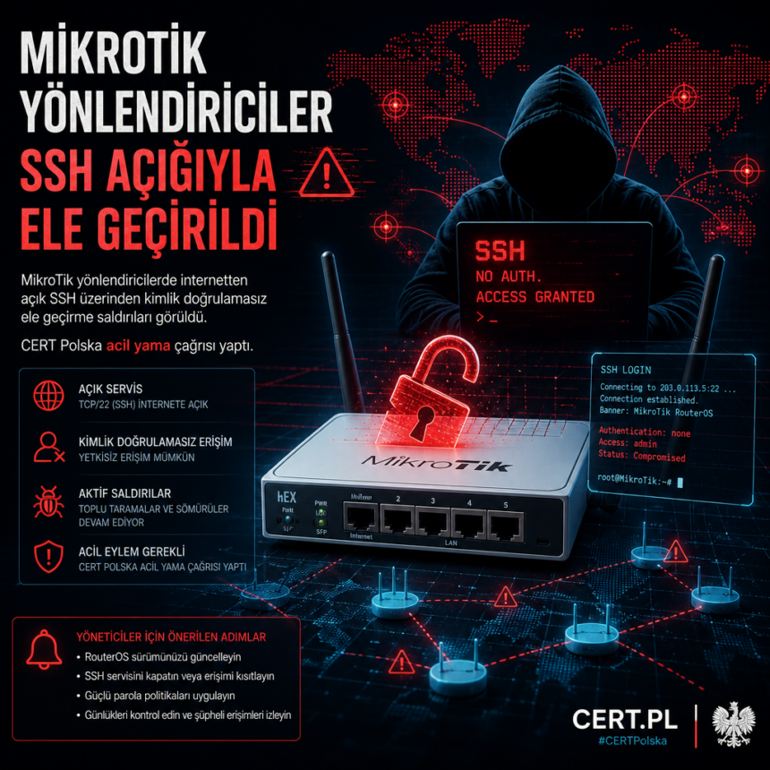 MikroTik yönlendiriciler SSH açığıyla ele geçirildi