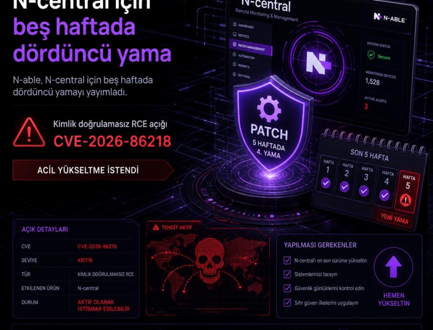 N-able, N-central için beş haftada dördüncü yama